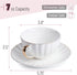 7 oz Set 6, Set BTaT- Cappuccino Cups with Saucers with Gift Box, of White Porcelain Coffee Cup and Saucer for Latte