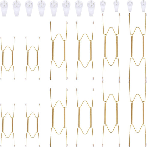 Hotop 12 Pieces Plate Hangers for Wall, 8/12/14 Inch Stainless Steel Wire Invisible Plate Hangers with 12 Hooks for