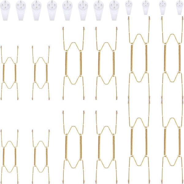 Hotop 12 Pieces Plate Hangers for Wall, 8/12/14 Inch Stainless Steel Wire Invisible Plate Hangers with 12 Hooks for