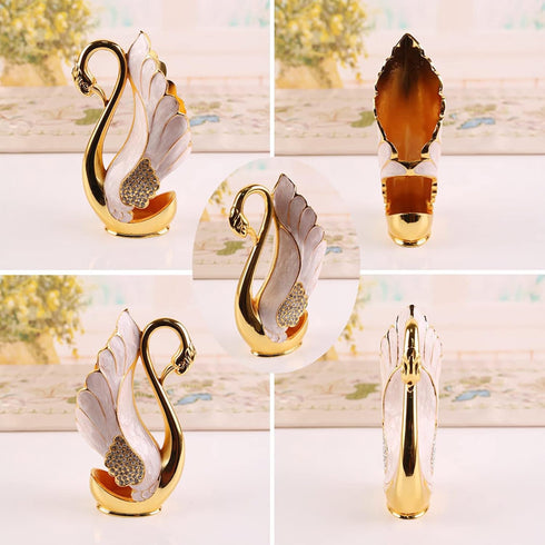 Coffee Dessert Dinner Spoon Set, Swan Base Holder with Forks Spoons for Cake Salad Cocktail Dessert for Brithday Gift (Forks) by FOSA