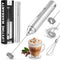 Zulay Rechargeable Froth N Go Milk Frother - 3-in-1 Wand with Case & USB-C Charger, 3 Whisk Attachments, Silver