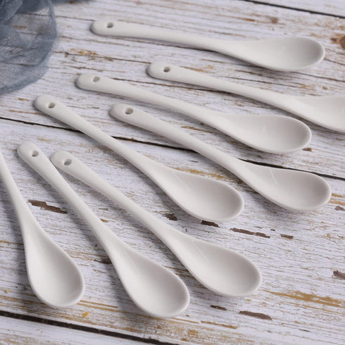 Porcelain Egg Spoons Set of 8, Ceramic Teaspoons for Tea Coffee Desserts Salt Sugar Spoon