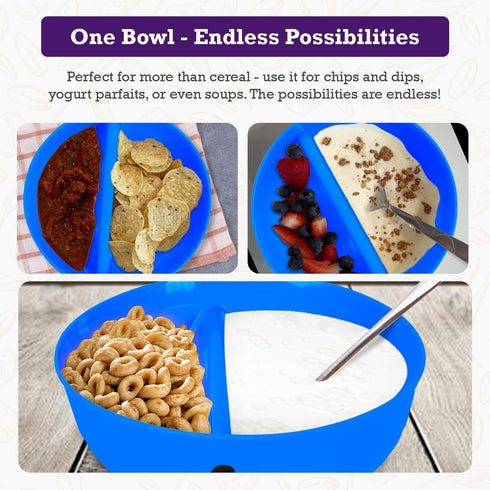 Just Solutions Crunch Anti-Soggy Cereal Bowl - Keeps Cereal Fresh & Crunchy, BPA Free, Blue