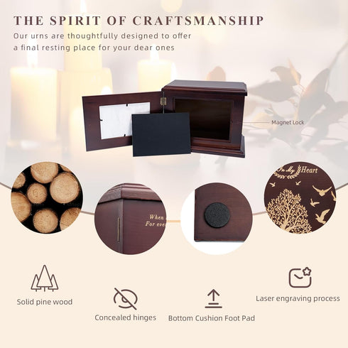 FurrySpace 255 lbs Cremation Urns for Human Ashes, Wooden Urn for Ashes Adult Male Female, Wooden Picture Frame Urns