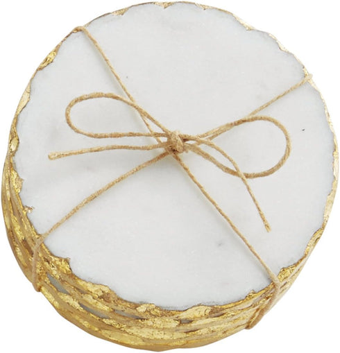 Mud Pie Foiled Coaster Set in White/Gold
