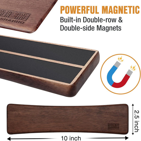 Knife Magnetic Strip, Acacia Wood Powerful Magnetic Knife Holder for Wall - 10 Inch Home Organizer
