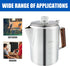 Camping Coffee Pot 9 Cups, Stainless Steel Coffee Percolator with Clear Top Glass Knob for Stovetop or Campfire Brewing