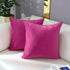 mixeoo Comfy Hot Pink Throw Pillow Covers - Decorative Square Solid Thick Velvet Cushion Cases, Set of 2, 18 x 18 Inch