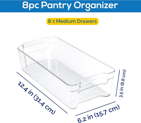 Utopia Home Fridge Organizer Bins, Set of 8 Clear Storage Bins for Refrigerator, Pantry Organization and Storage