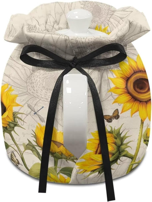 Sunflower Tea Cozy, Insulated Dragonfly Teapot Warmer, Decorative Butterfly Cozy for Women