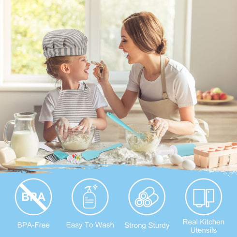 Set Kids Cooking and Baking with Storage Case Real Cooking Supplies with Cookbook Knives Apron Chef Hat Kids Cooking