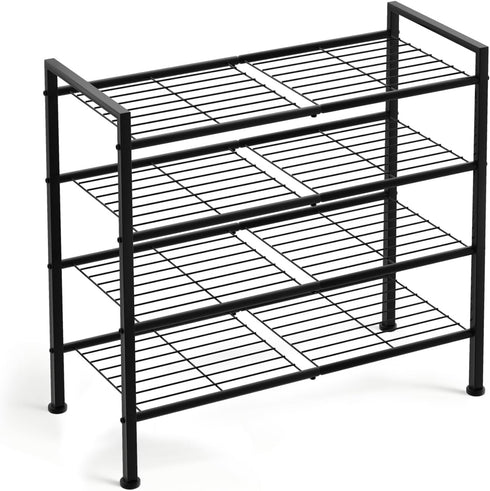 4-Tier Shoe Rack,Metal Simple Narrow Shoe Storage Organizer Shelf for Closet,Entryway, Bedroom,Garage