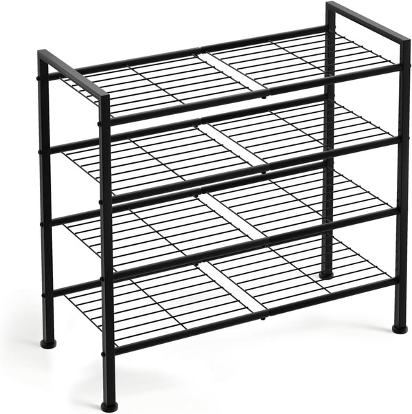 4-Tier Shoe Rack,Metal Simple Narrow Shoe Storage Organizer Shelf for Closet,Entryway, Bedroom,Garage