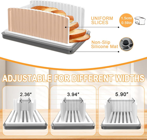 Kiss Core New Upgrade Bread Slicer for Homemade Bread, Bread Slicing Guide Adjustable Width, Foldable and Compact