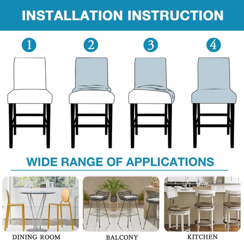 Flamingo P High Stretch Bar Stool Cover - Non Slip Pub Counter Stool Chair Seat Slipcover, Set of 4, Navy