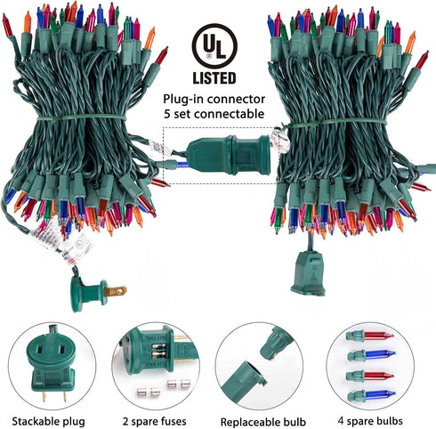 Minetom 2 Pack Clear Christmas Lights - 26.5 Feet, 100 Counts Mini String Lights, Waterproof for Indoor Outdoor