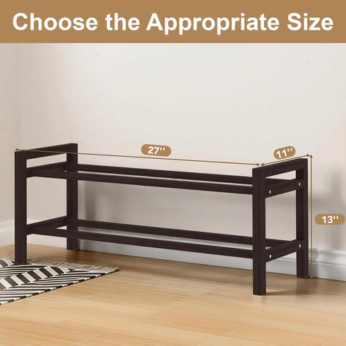Closet, 2-Tier) Haddockway Bamboo Shoe Rack for Free Standing Shoe Organizer with Smooth Round Rods & Convenient