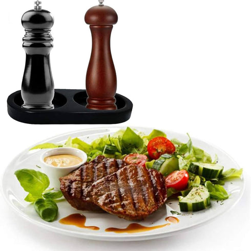 Elegant Black Beech Wood Tray for Salt & Pepper Mills