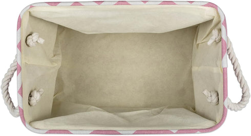 DII Medium Polyester Container with Handles, Chevron Storage Bin, Rose