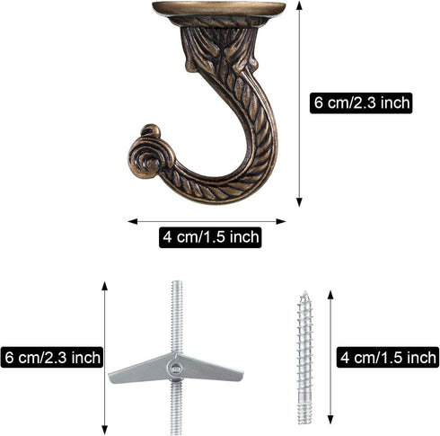 Hotop 6 Pieces Swag Ceiling Hooks, Heavy Duty Hanging Plants Toggle Hooks for Indoor Outdoor Installation
