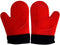 2PCS Red Black Extra Large Silicone Oven Mitts and Pot Holders - Heat Resistant Gloves for Cooking