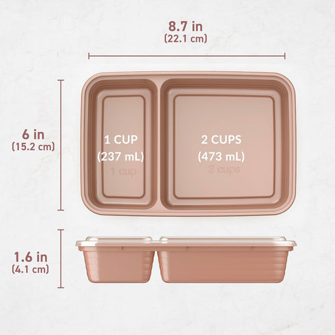 Bentgo 20-Piece Reusable BPA-Free 2-Compartment Containers - Lightweight, Durable, Microwave, Freezer, Dishwasher Safe