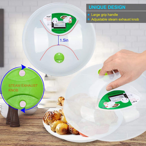 Microwave Splatter Cover, Large Microwave Plate Cover Guard Lid with Steam Vents, 11.5 Inch BPA Free & Dishwasher Safe