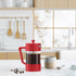 Oggi Borosilicate Glass French Press Coffee Maker (20oz), 5 Cup Capacity, Red with Stainless Steel Lid & Plunger