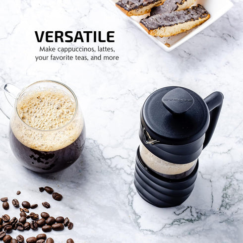 Ovente French Press Coffee Maker 12 Ounce - Heat Resistant Borosilicate Glass, 4 Filter Stainless-Steel System