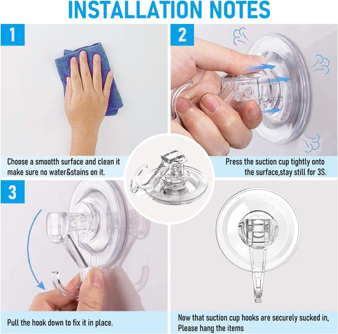 Quntis 4 Pack Suction Cup Hooks, Multi-Purpose Clear Waterproof Heavy Duty Hangers for Bathroom and More