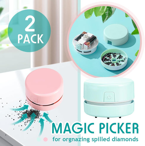 Honoson 2 Pcs Painting Tool Drill Quicker Picker for Spilled Diamonds, Mini Table Desktop Sweeper