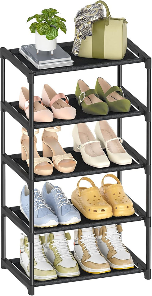 Autonomier 5-Tier Extra Small Shoe Rack (16.3" Wide), Narrow Space-Saving Organizer for