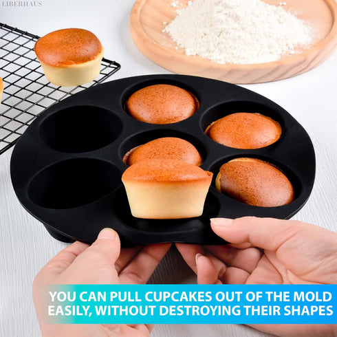 Air Fryer Muffin Pan (7 Cups) - Nonstick Silicone Muffin Pans for Baking & Freezing, Dishwasher Safe