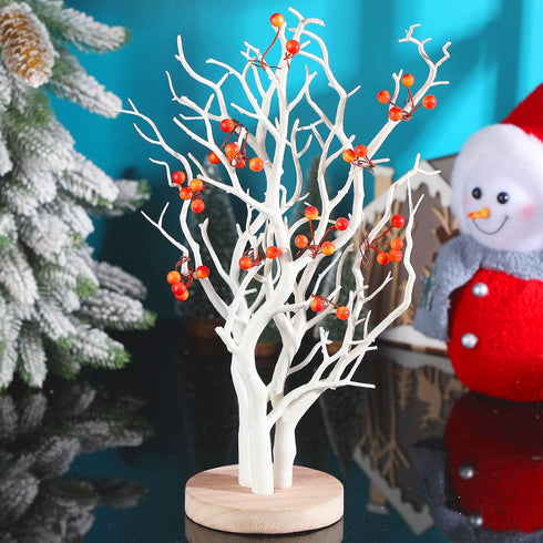 250 500 8 mm BBTO Artificial Holly Berries on Wire Stems, Stems with Pieces Fake Berries for Christmas Tree Decorations