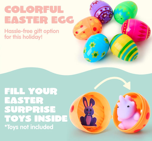 200 2.3" JOYIN Pcs Plastic Printed Bright Easter Eggs Tall for Easter Hunt, Basket Stuffers Fillers, Classroom Prize