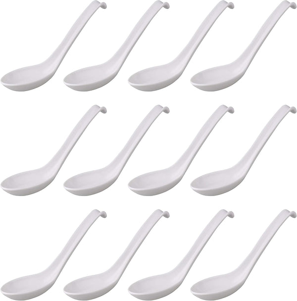 Comicfs Asian Soup Spoons - 12 pieces Large Japanese Soup Spoons for Rice, Pho, Ramen, and Won Ton Soup