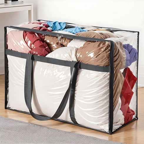 Mr Hsiung 3 PACK Clear Clothes Storage Bags with Sturdy Zippers for Comforters, Blankets, Bedding, Pillows