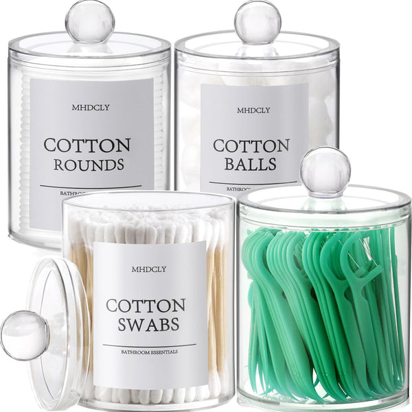 Bathroom Organizers and Storage, 4 Pack Accessories for Bathroom Decor and Organization, Qtip Holder for Aesthetic