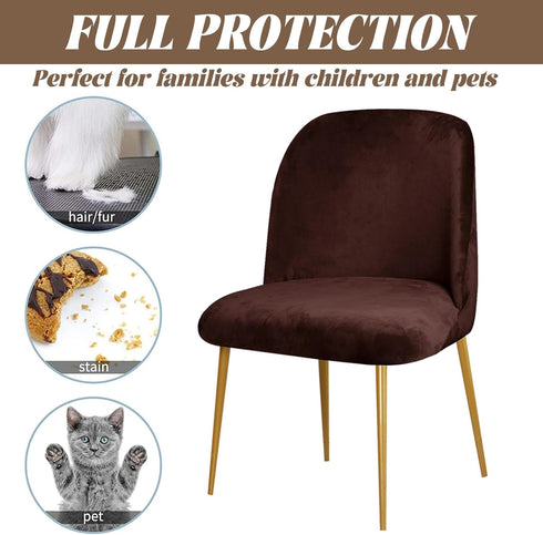 Set 1/2/4/6 Armless Velvet Curved Back Chair Covers Round Back Dining Room Chair Covers Slipcovers of Mid Century
