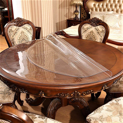 Icefire 44 Inch Round Table Top Cover Protector Plastic Clear Round Tablecloth Easy Clean Waterproof Furniture Topper