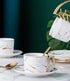 4- 7OZ -TCS26 4) Jusalpha Serve of Hand Printed Golden Matte Ceramic Marble Tea Coffee/Tea Cups with Spoons and Cup