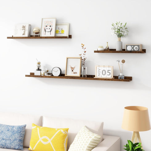 Set 4, 24 inch Acovy Picture Ledge Shelf, Wood Floating Shelves of Picture Ledge Shelves, Photo Ledge Nursery Book