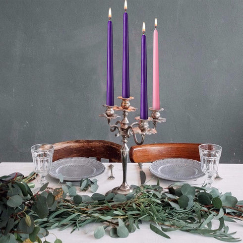 Christmas Products Set of 36, 27 Purple and 9 Pink 10 Inch Unscented Taper Advent Candles