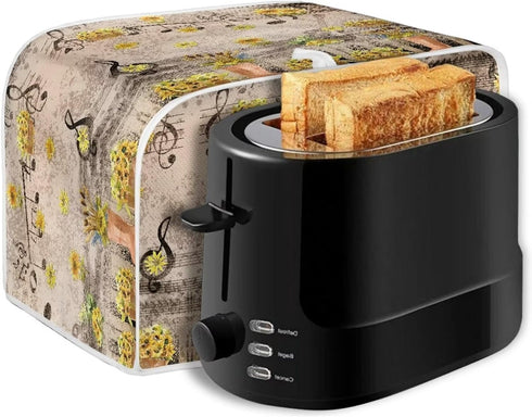 Autumn Music Note Toaster Covers 4 Slice, Decorative Covers for Small Kitchen Appliance, Reversible Bread Maker