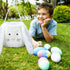 XinblueCo Plush Easter Bunny Basket with Long Ears, Personalized Egg Hunting Tote Bags for Easter Decorations