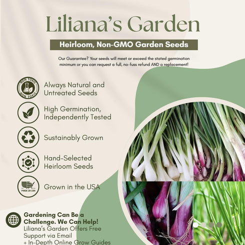 Liliana's Garden Pack 50 Bunching Onion Mix Bunching Onion Seeds Fast-Growing Bunching Onions Red, Long White
