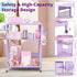19in 3-Tier 3 ECOLOVI Kids Nightstand High for Floor Beds, Metal Small Bedside Table with Adjustable Storage Shelf