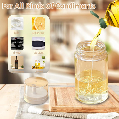 Small Glass Oil and Vinegar Dispenser Bottles, 3.4oz Leakproof for Perfect Kitchen Use