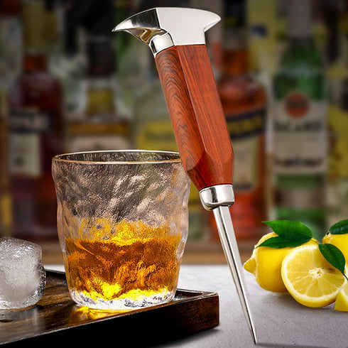 Ice Pick - 17cm / 7" Stainless Steel Ice Chipper with Wood Handle, Japanese Style Ice Crusher for Bartenders
