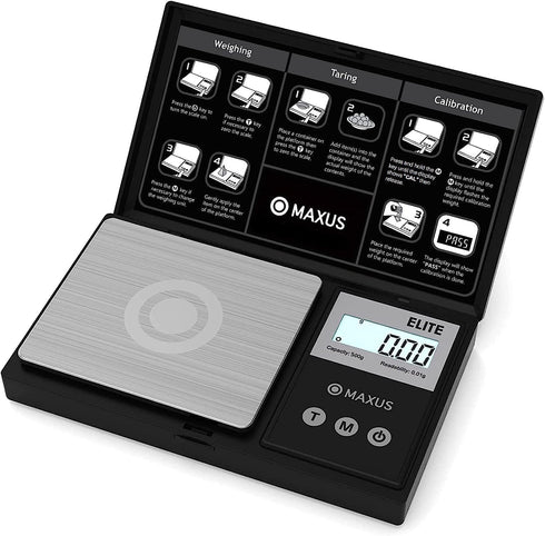 MAXUS Digital Pocket Gram Scale, 500g x 0.01g High Precision with Tray, Weighs Small Food, Jewelry
